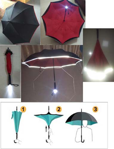 Auto open DKZ2016B LED handl upside down umbrella