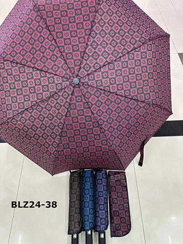 BLZ24-38 three fold auto open manula close 21inch X 8 ribs metal frame umbrella