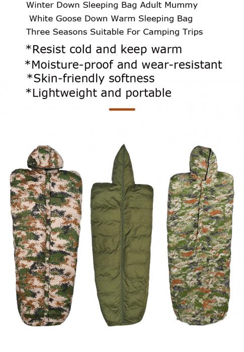 SU01 camping camouflage sleeping bag with Hood portable adult envelope sleeping bag down-filled sleeping bag